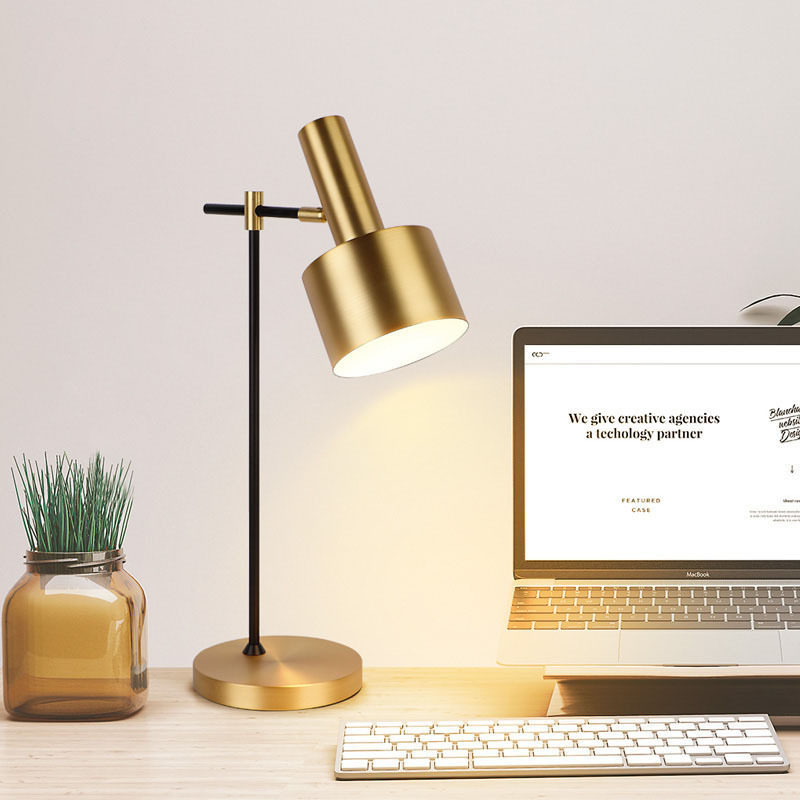 Luxury Brass & Black Adjustable Table/Floor Lamp Nordic Modern Eye-Care Light
