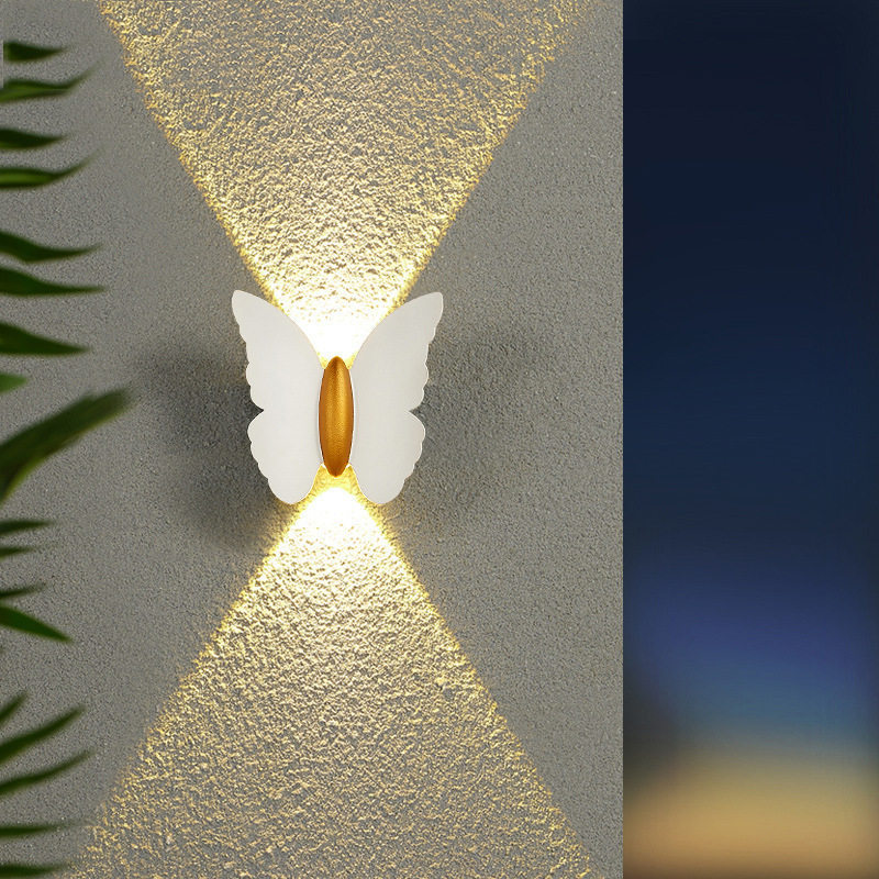 IP65 Waterproof Butterfly LED Wall Sconce Outdoor Up & Down Light Black/White
