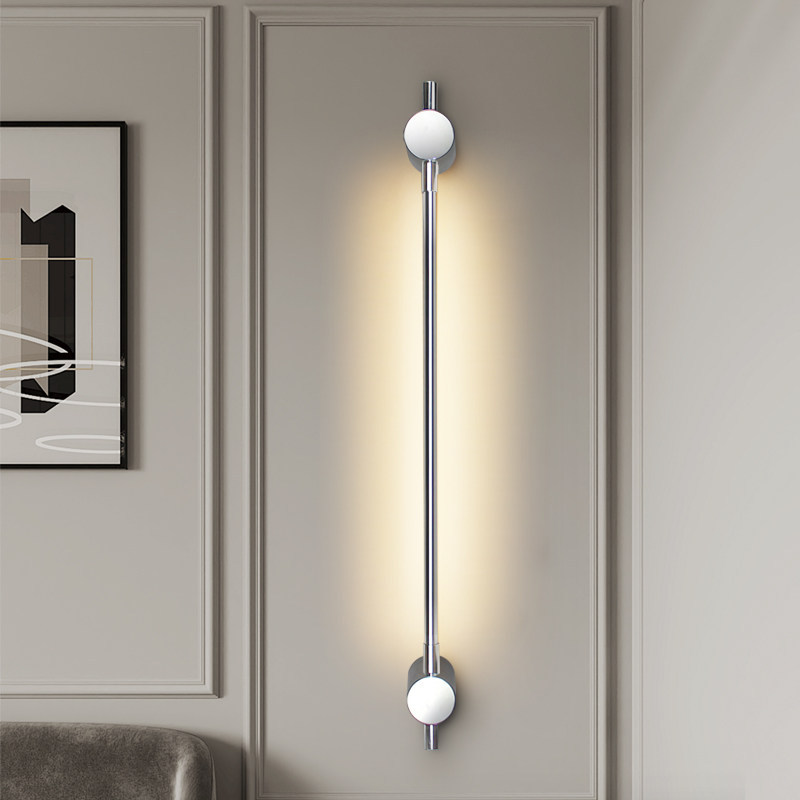 Full Spectrum LED Linear Wall Sconce 360° Rotatable Minimalist Strip Light Black/Silver Multi-Size