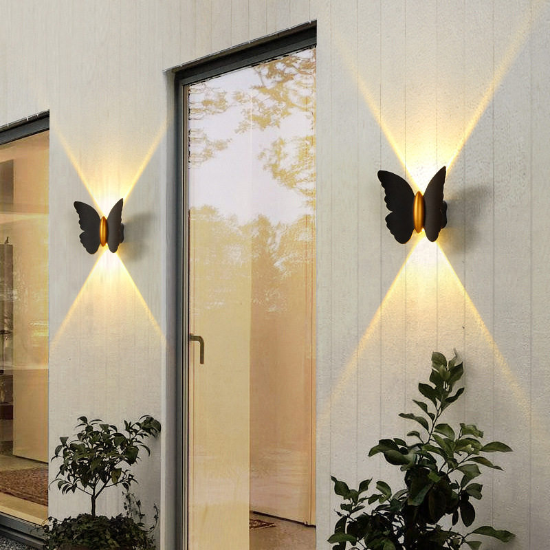 IP65 Waterproof Butterfly LED Wall Sconce Outdoor Up & Down Light Black/White