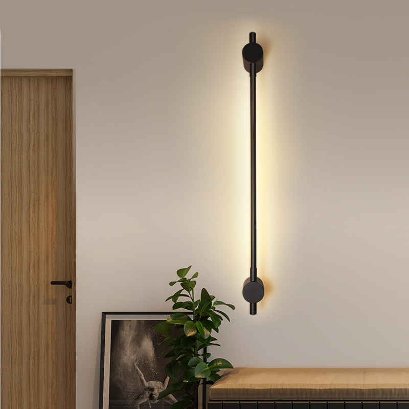 Full Spectrum LED Linear Wall Sconce 360° Rotatable Minimalist Strip Light Black/Silver Multi-Size