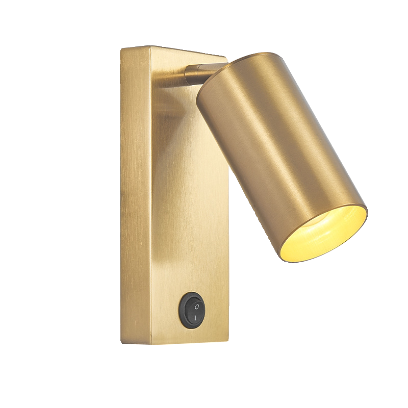 Adjustable Reading Wall Sconce with Built-in Switch, Bedside Spotlight in Brass/Black