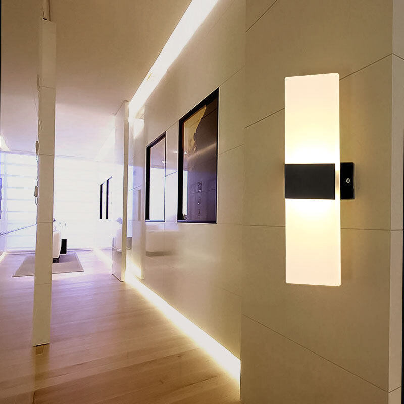 Minimalist Acrylic LED Wall Sconce, Black/White Options for Bedroom & Living Room
