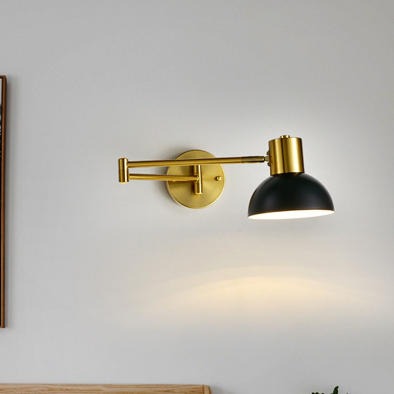 Luxury Adjustable Swing Arm Wall Sconce, 360° Rotatable E27 Reading Light, 6 Styles Available