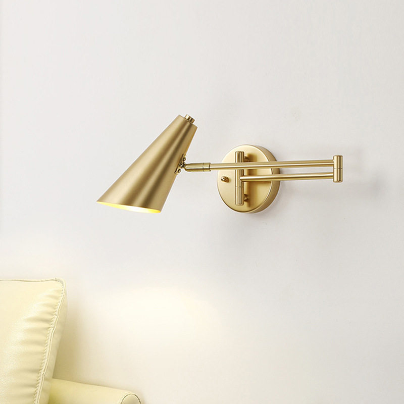 Luxury Adjustable Swing Arm Wall Sconce, 360° Rotatable E27 Reading Light, 6 Styles Available