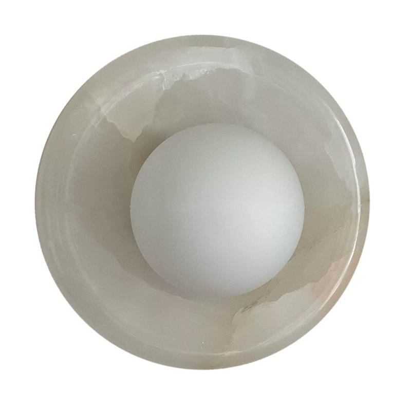 Natural Onyx Round Wall Sconce, Modern Luxury LED Wall Lamp for Bedroom & Living Room