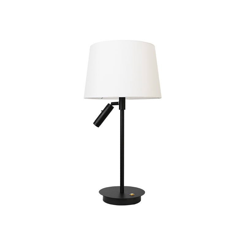 Modern Dual-Light Fabric Table Lamp, LED Reading Light for Bedroom Bedside & Hotel