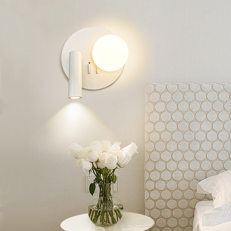 Modern simple children's room cloud bedside lamp, creative rotatable reading spot light for bedroom and study, living room background light.