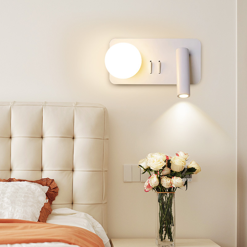 Modern simple children's room cloud bedside lamp, creative rotatable reading spot light for bedroom and study, living room background light.
