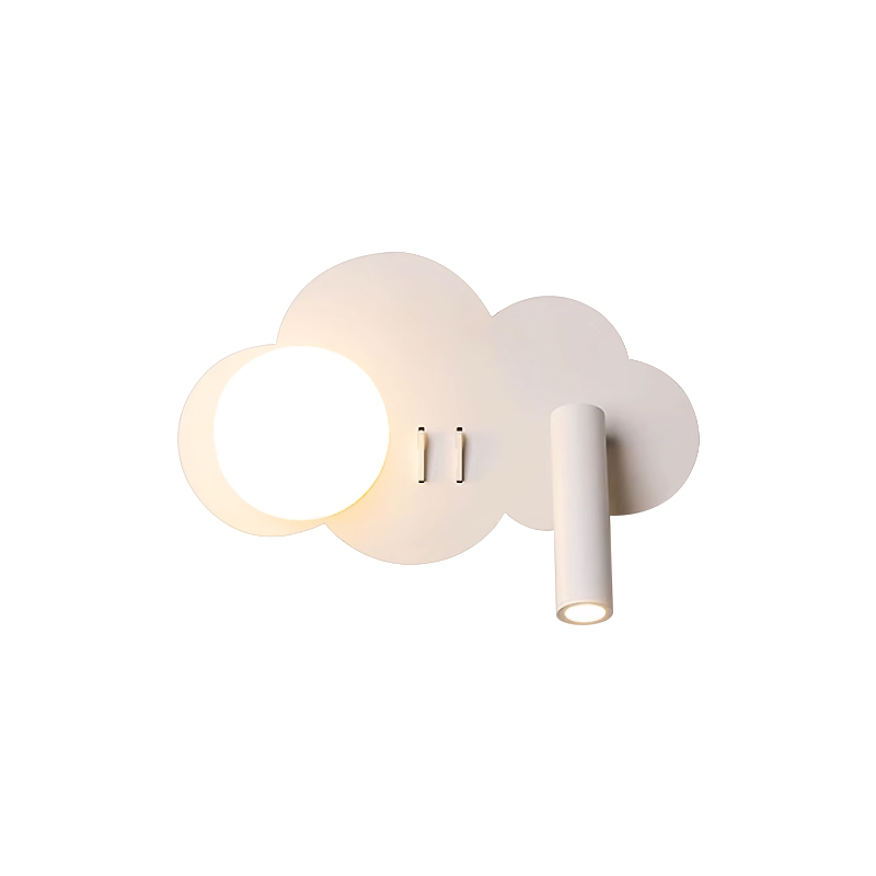 Modern simple children's room cloud bedside lamp, creative rotatable reading spot light for bedroom and study, living room background light.