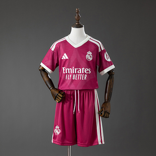 Real Madrid 2026/27 third away kids kit jersey front view, Real Madrid kids football kit 2026/27 set detail, Real Madrid youth third kit jersey and shorts, Real Madrid kids soccer jersey breathable fabric, Real Madrid third away kids kit lifestyle outfit, Real Madrid kids football kit 2026 design close up, Real Madrid youth jersey set performance material