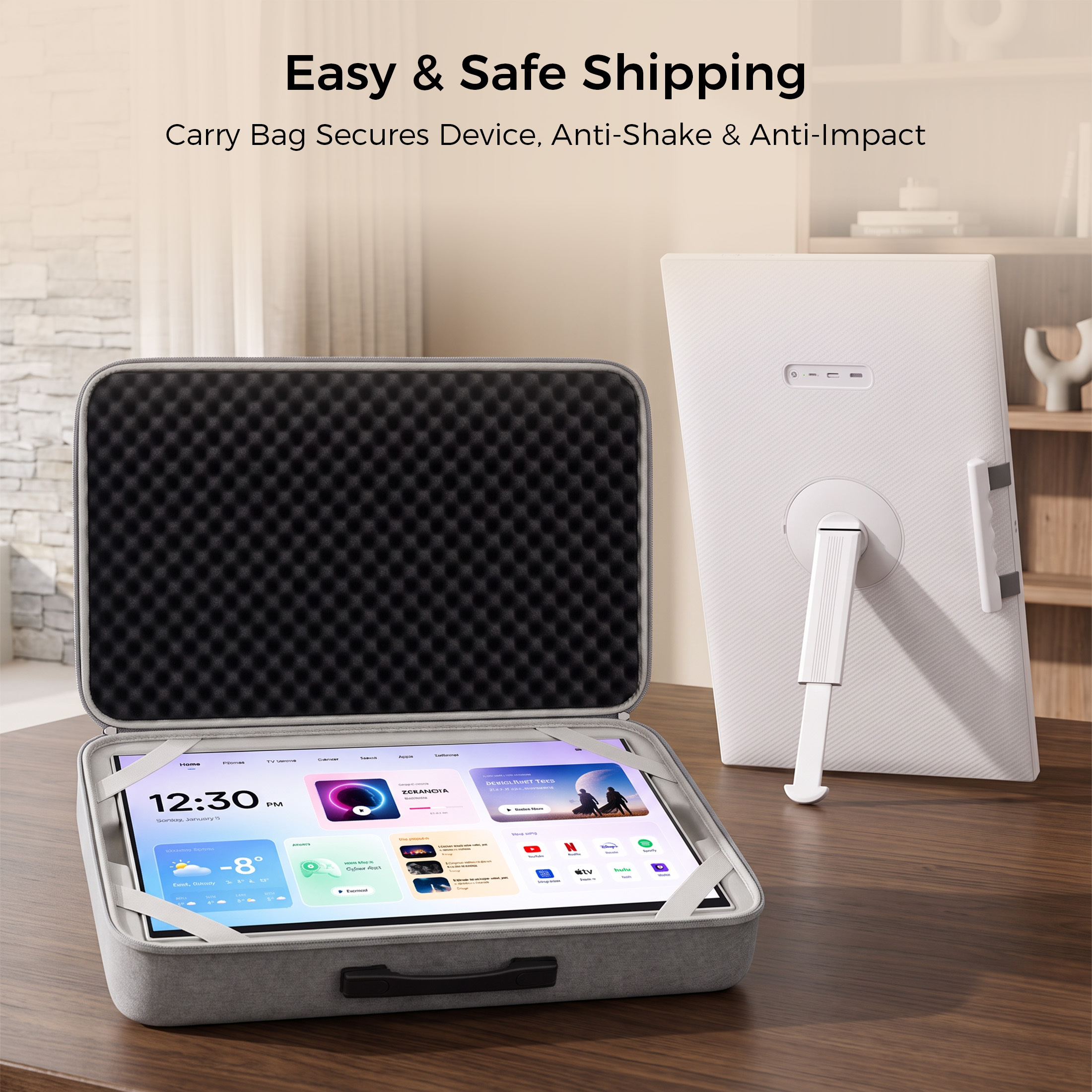 VLH 27" FHD Portable TV with Google EDLA-Certified Android 15, 6G RAM+128G Storage, 1080P Smart Handy TV with 13MP Camera and Large Battery, Touchscreen Monitor