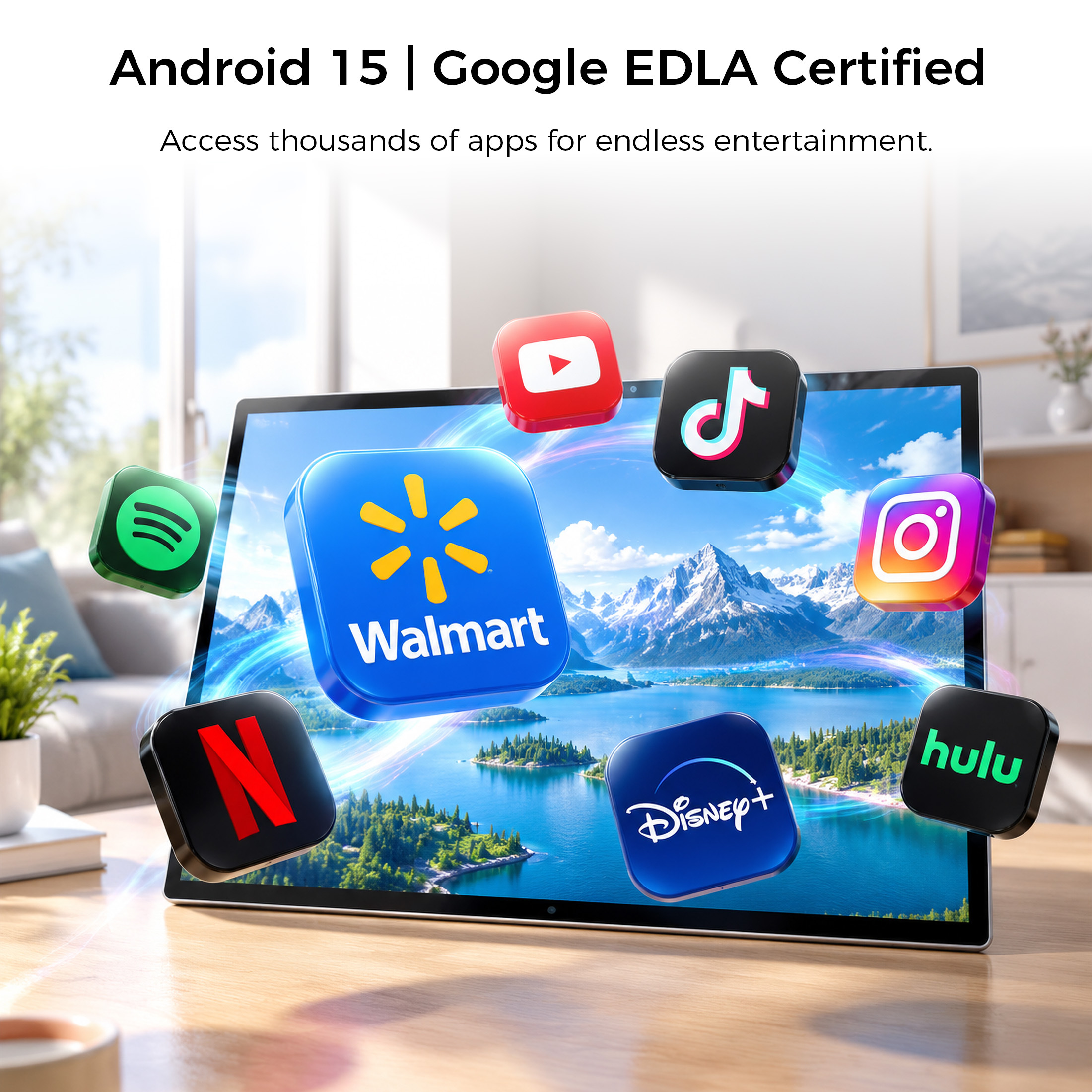 VLH 27" FHD Portable TV with Google EDLA-Certified Android 15, 6G RAM+128G Storage, 1080P Smart Handy TV with 13MP Camera and Large Battery, Touchscreen Monitor