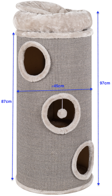 Relipet RL20T04 Cylindrical Cat Tree with Multi-Level Condo & Sisal Scratching Post