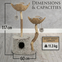 Relipet RL2521V1 Natural Rattan & Plush Cat Tree Condo