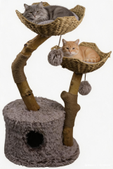 Relipet RL2521V1 Natural Rattan & Plush Cat Tree Condo