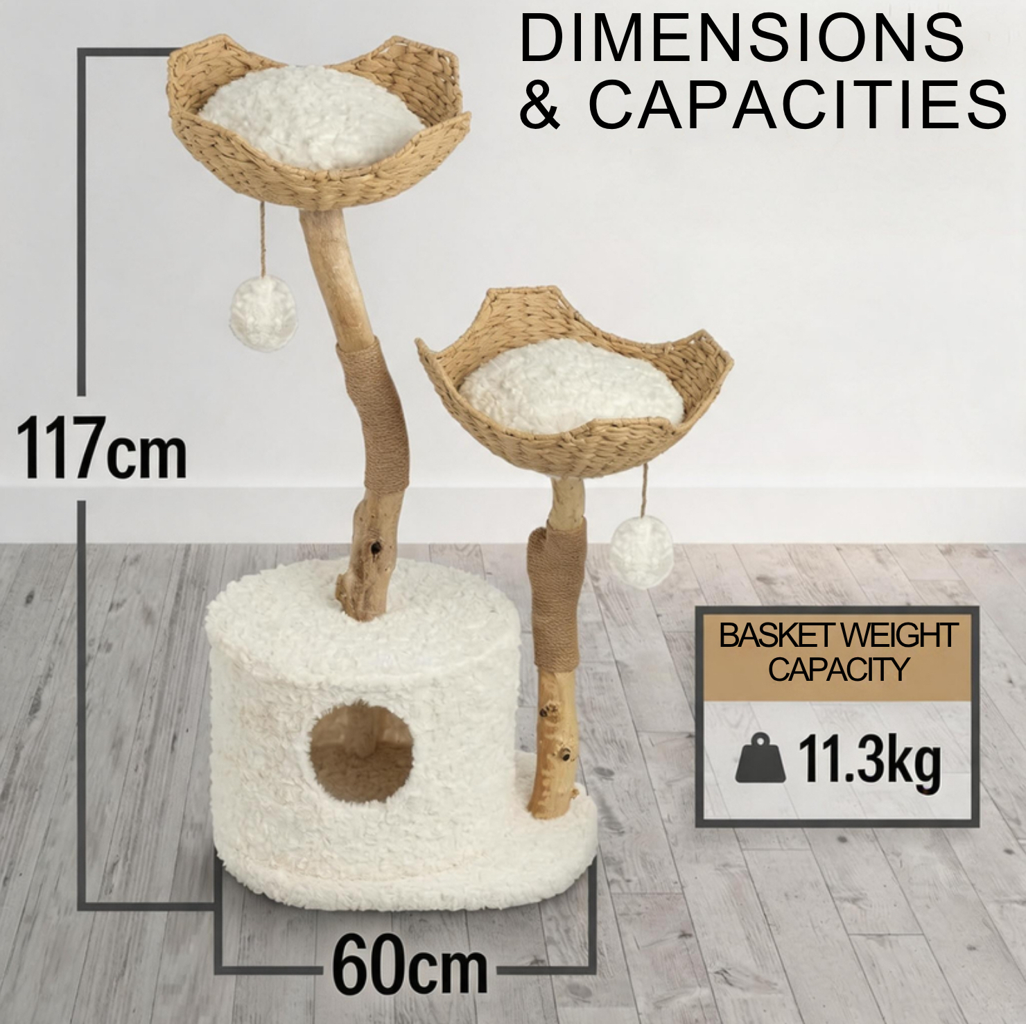 Relipet RL2521V2 Premium Faux Rabbit Fur & Solid Wood Cat Tree