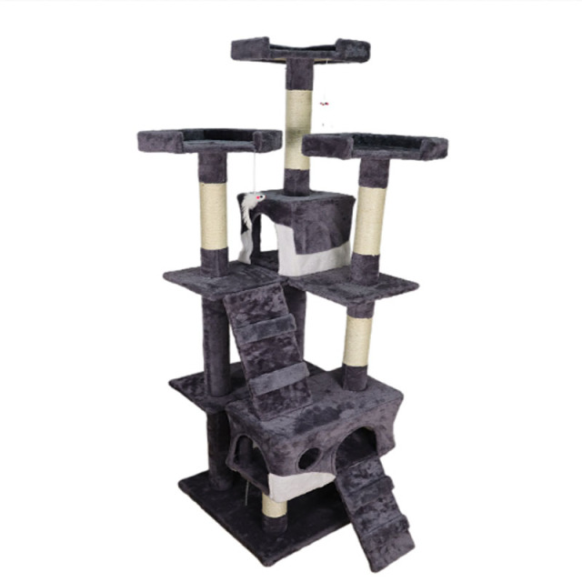 Relipet RL19050C Multi-Level Cat Tree Tower with 2 Collapsible Caves, Scratching Posts & Interactive Toys