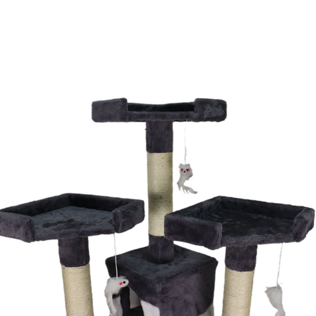 Relipet RL19050C Multi-Level Cat Tree Tower with 2 Collapsible Caves, Scratching Posts & Interactive Toys