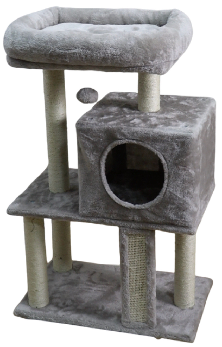 Relipet RL2281 CozyPaw 4-Level Soft Plush Cat Tree with Large Top Bed, Foldable Cave & Ramp