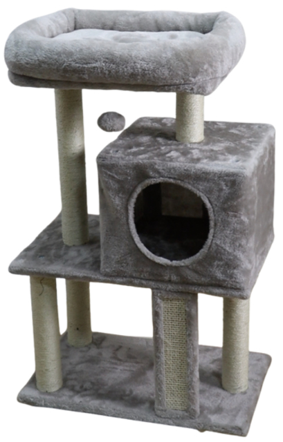 Relipet RL2281 CozyPaw 4-Level Soft Plush Cat Tree with Large Top Bed, Foldable Cave & Ramp