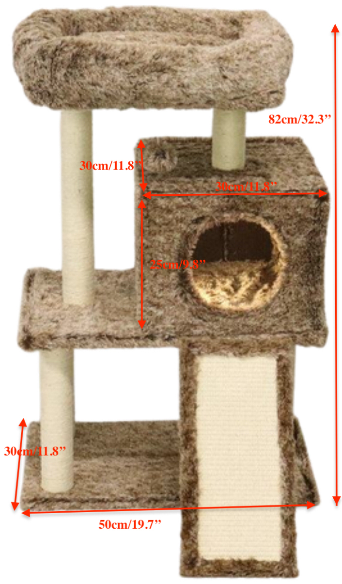 Relipet RL2281D CozyPaw 4-Level Soft Fleece Cat Tree with Large Bed, Foldable Cave & Ramp