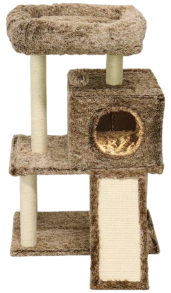 Relipet RL2281D CozyPaw 4-Level Soft Fleece Cat Tree with Large Bed, Foldable Cave & Ramp