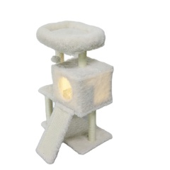 Relipet RL2281E Cozy Nest 4-Level Warm Long White Plush Cat Tree