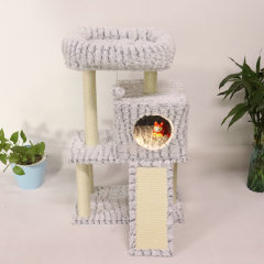 Relipet RL2281E 4-Level Cat Tree with Embossed PV Fleece & Foldable Cave