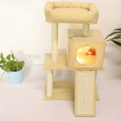 Relipet RL2281G 4-Level Cat Tree with Cozy Sofa Fabric & Foldable Cave