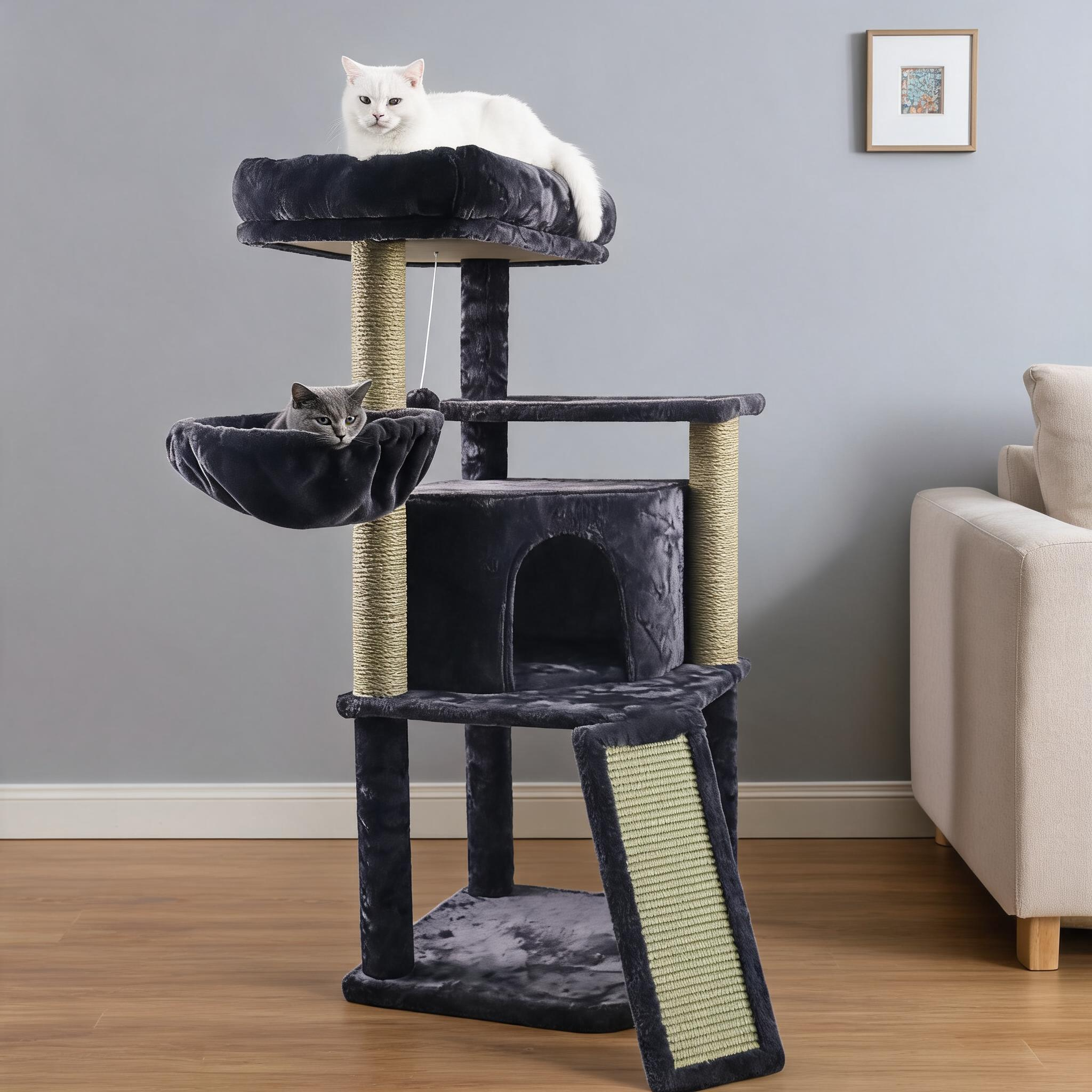 Relipet RL2252 Deluxe Multi-Level Cat Tree with Plush Condo, Hammock, and Scratching Posts