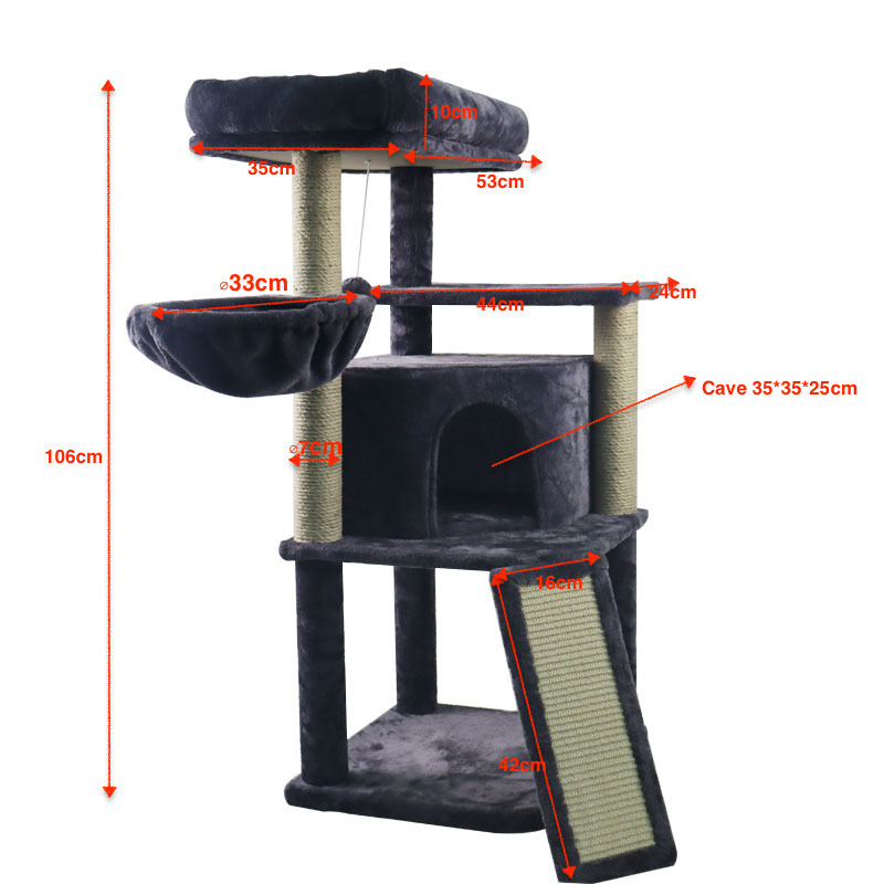 Relipet RL2252 Deluxe Multi-Level Cat Tree with Plush Condo, Hammock, and Scratching Posts