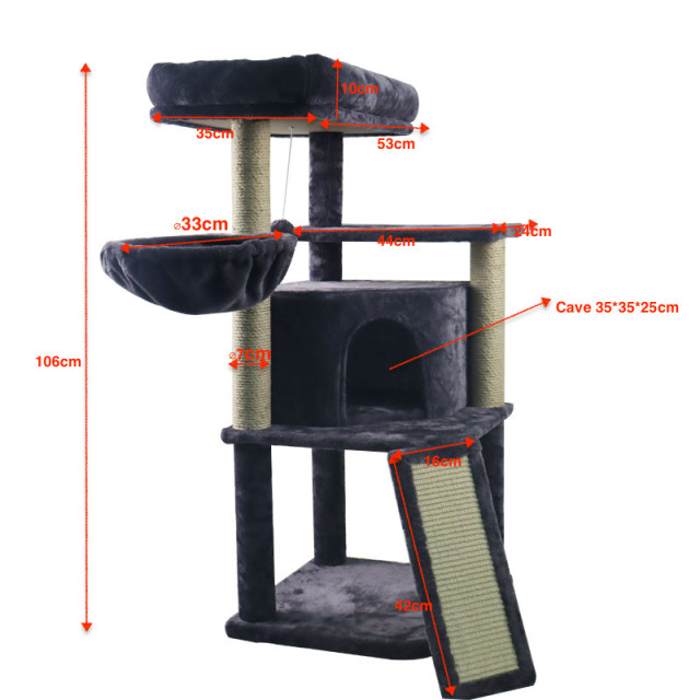 Relipet RL2252 Deluxe Multi-Level Cat Tree with Plush Condo, Hammock, and Scratching Posts