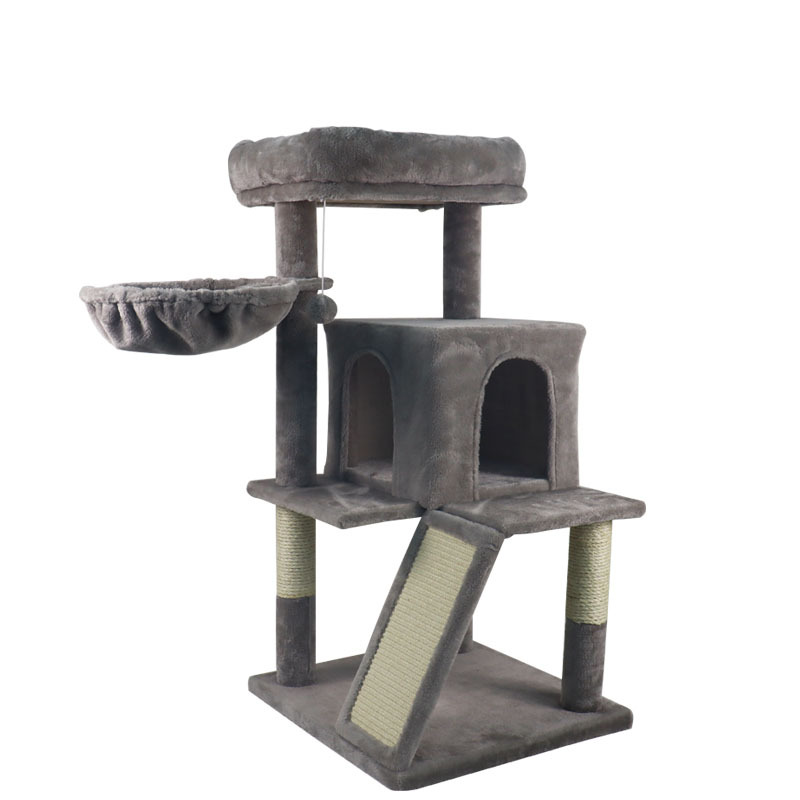 Relipet RL2254 Compact Cat Tree with Collapsible Cave, Hammock & Scratching Ramp | Multi-Level Cat Condo