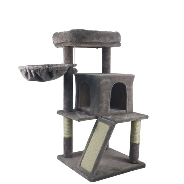 Relipet RL2254 Compact Cat Tree with Collapsible Cave, Hammock & Scratching Ramp | Multi-Level Cat Condo