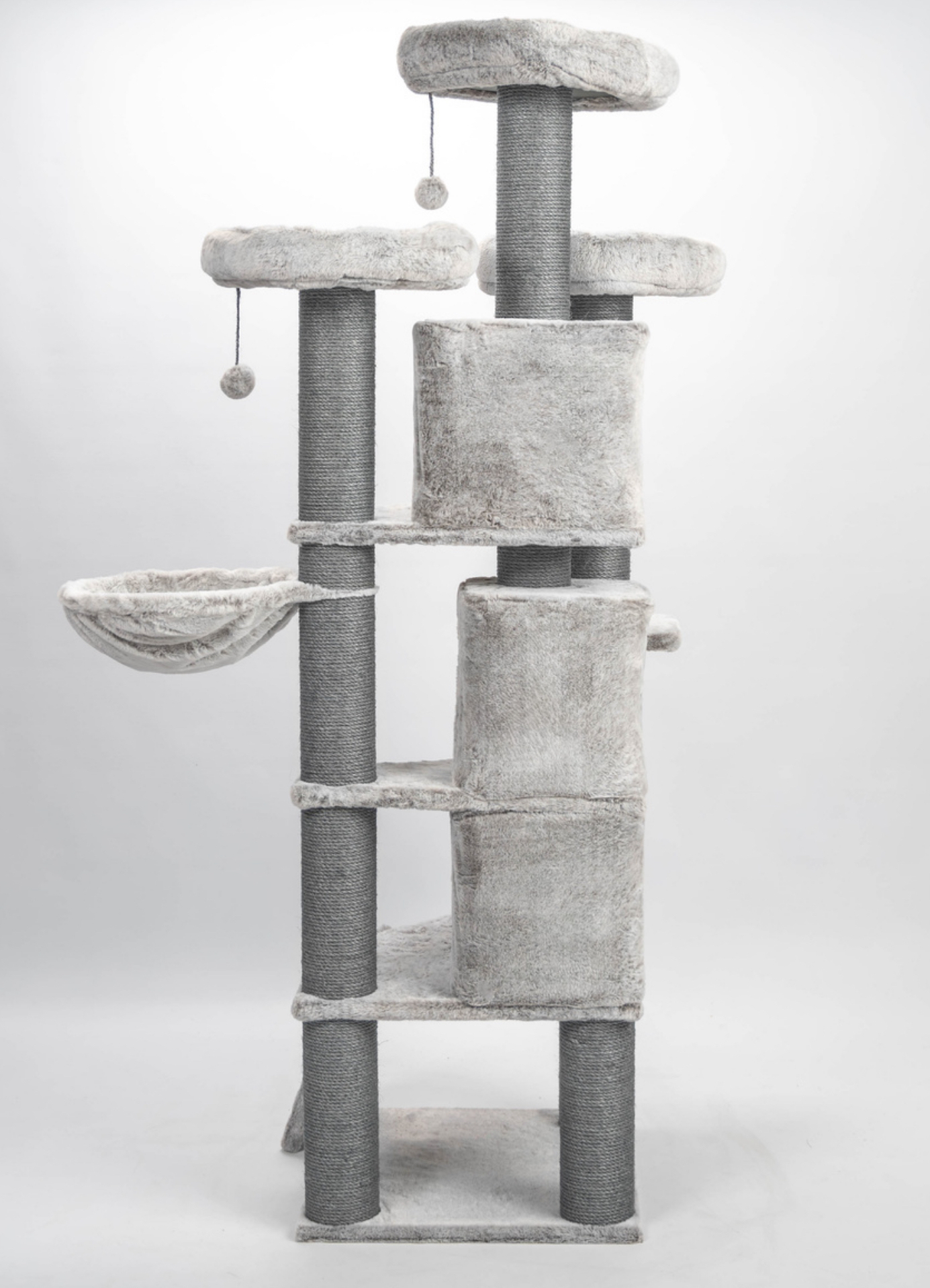 Relipet RL2285V3 Multi-Level Luxury Cat Tree Condo with Hammock & Sisal Scratching Posts – Classic Grey