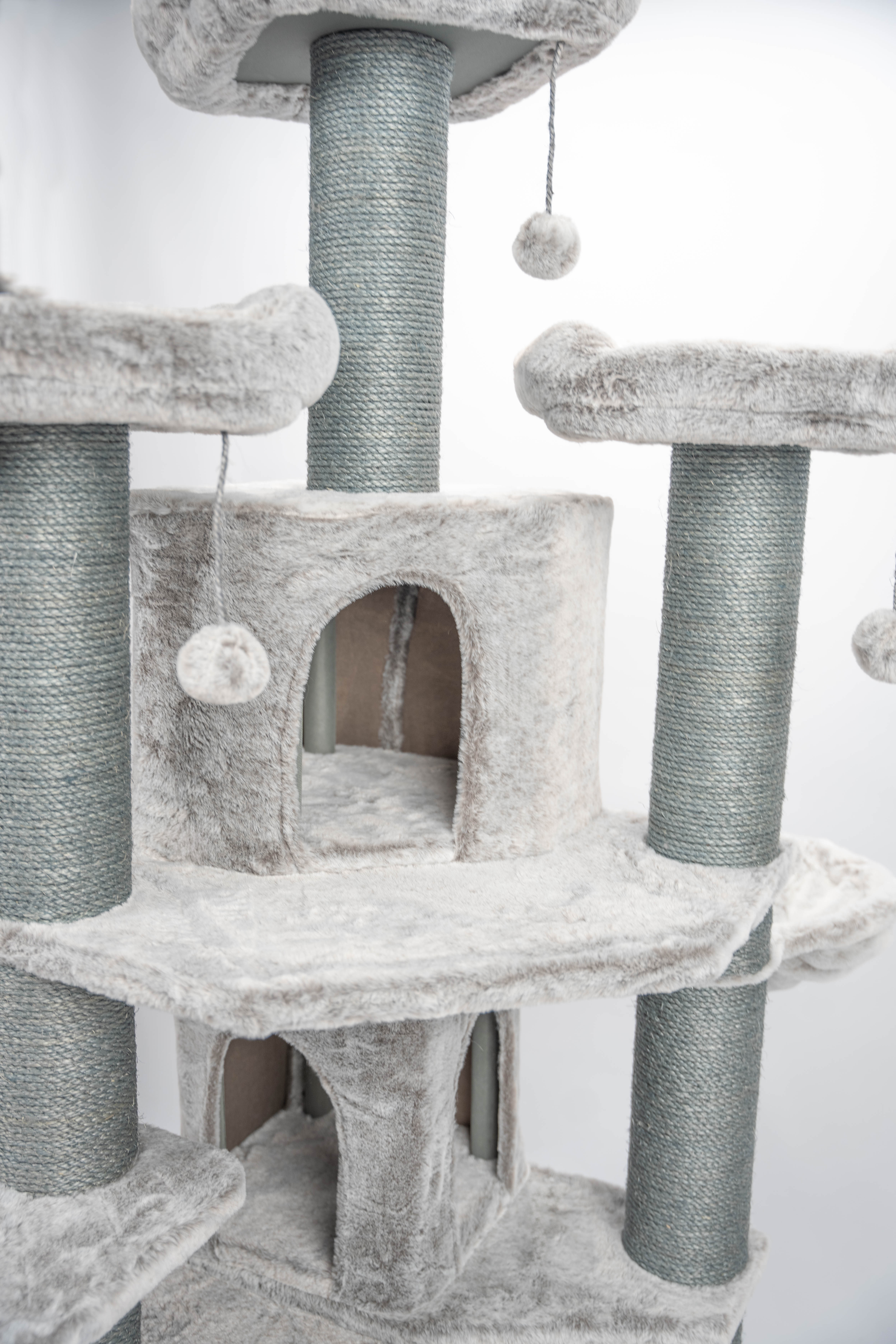 Relipet RL2285V3 Multi-Level Luxury Cat Tree Condo with Hammock & Sisal Scratching Posts – Classic Grey
