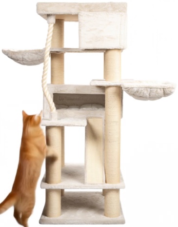 Relipet RL2524V2 200cm Tall Ultra-Large Square Cat Tree in Beige – Heavy Duty Multi-Level Activity Center for Maine Coons & Multiple Cats