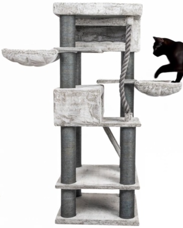 Relipet RL2524V3 Majestic Tower 200cm Multi-Level Cat Climber - Grey | Heavy Duty Multi-Level Activity Center for Maine Coons & Multiple Cats