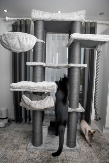 Relipet RL2525V3 197cm Large Rectangular Cat Tree in Grey – Heavy Duty Multi-Level Activity Center for Maine Coons & Multiple Cats