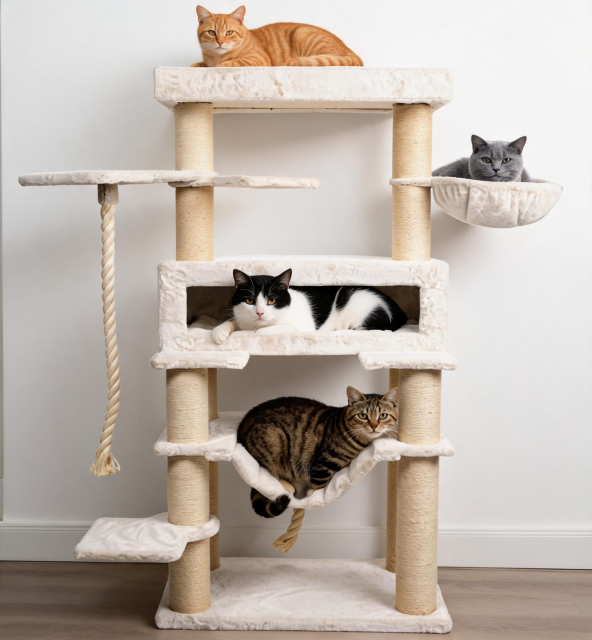 Relipet RL2523V2 Extra Large Cat Tree – Classic Beige Edition | Heavy Duty Tower for Maine Coons