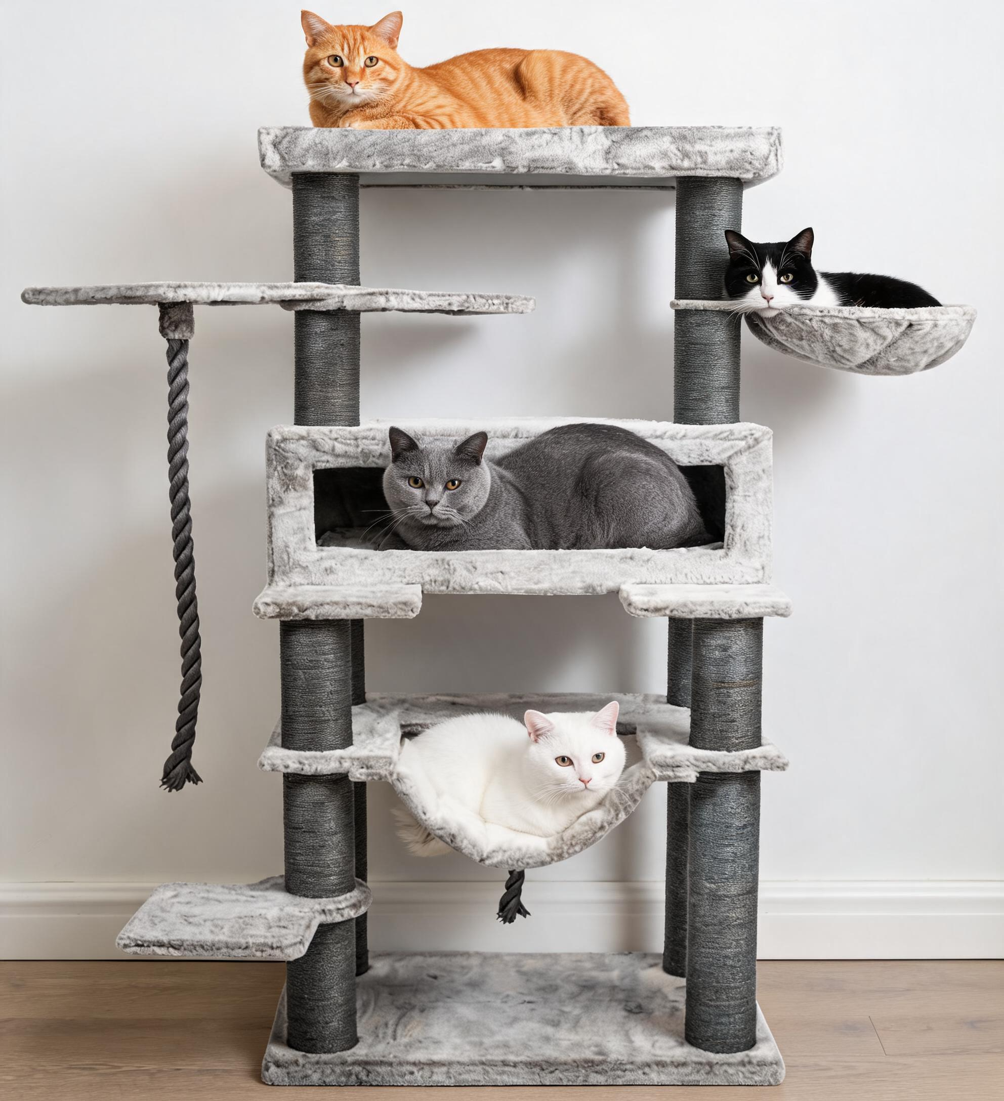 Relipet RL2523V3 Modern Grey Cat Tree – Sleek 198cm Tower for Large Breeds & Multi-Cat Homes