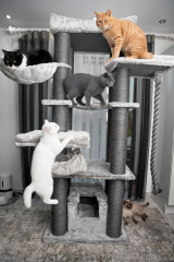 Relipet RL2525V3 197cm Large Rectangular Cat Tree in Grey – Heavy Duty Multi-Level Activity Center for Maine Coons & Multiple Cats