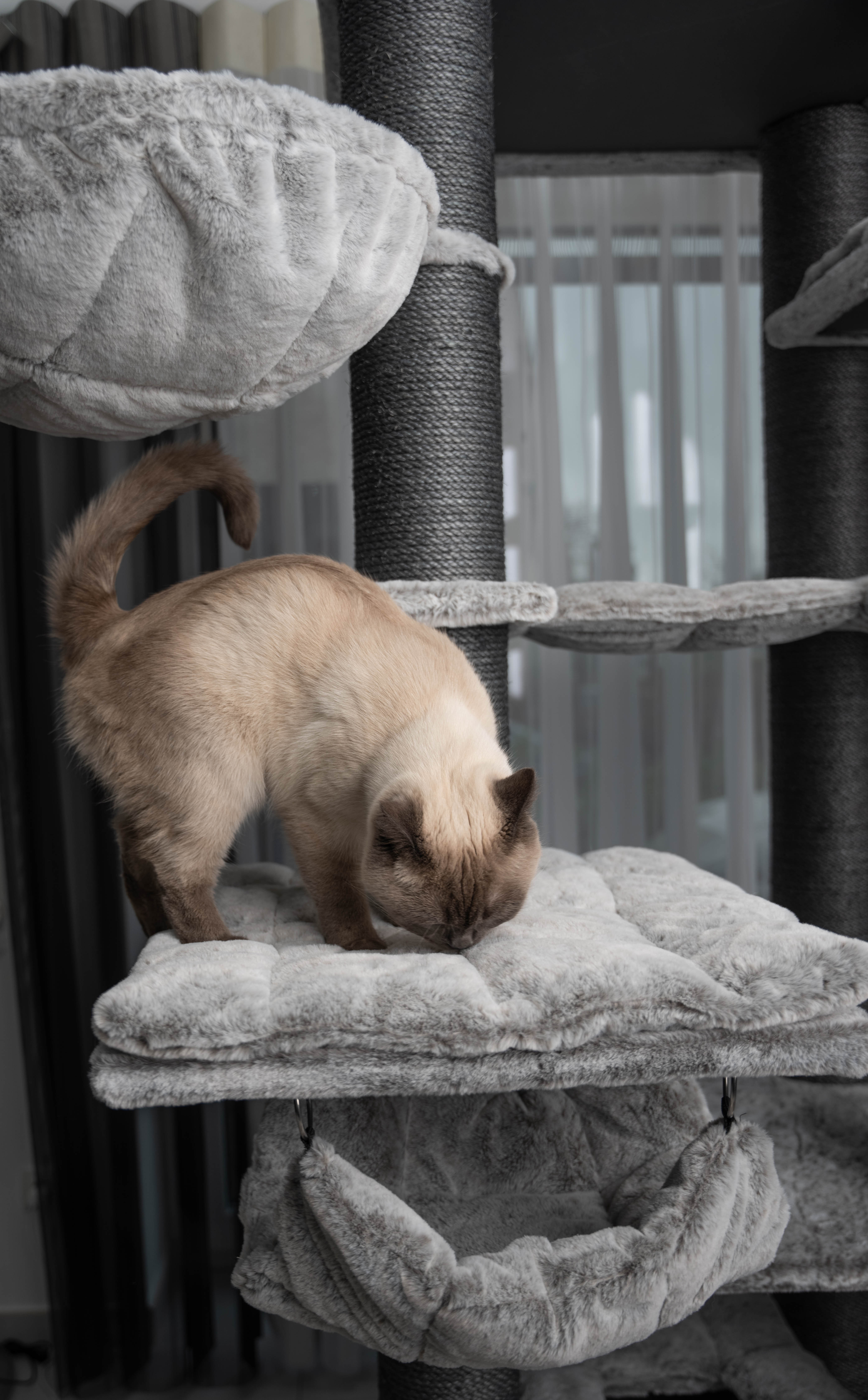 Relipet RL2525V3 197cm Large Rectangular Cat Tree in Grey – Heavy Duty Multi-Level Activity Center for Maine Coons & Multiple Cats