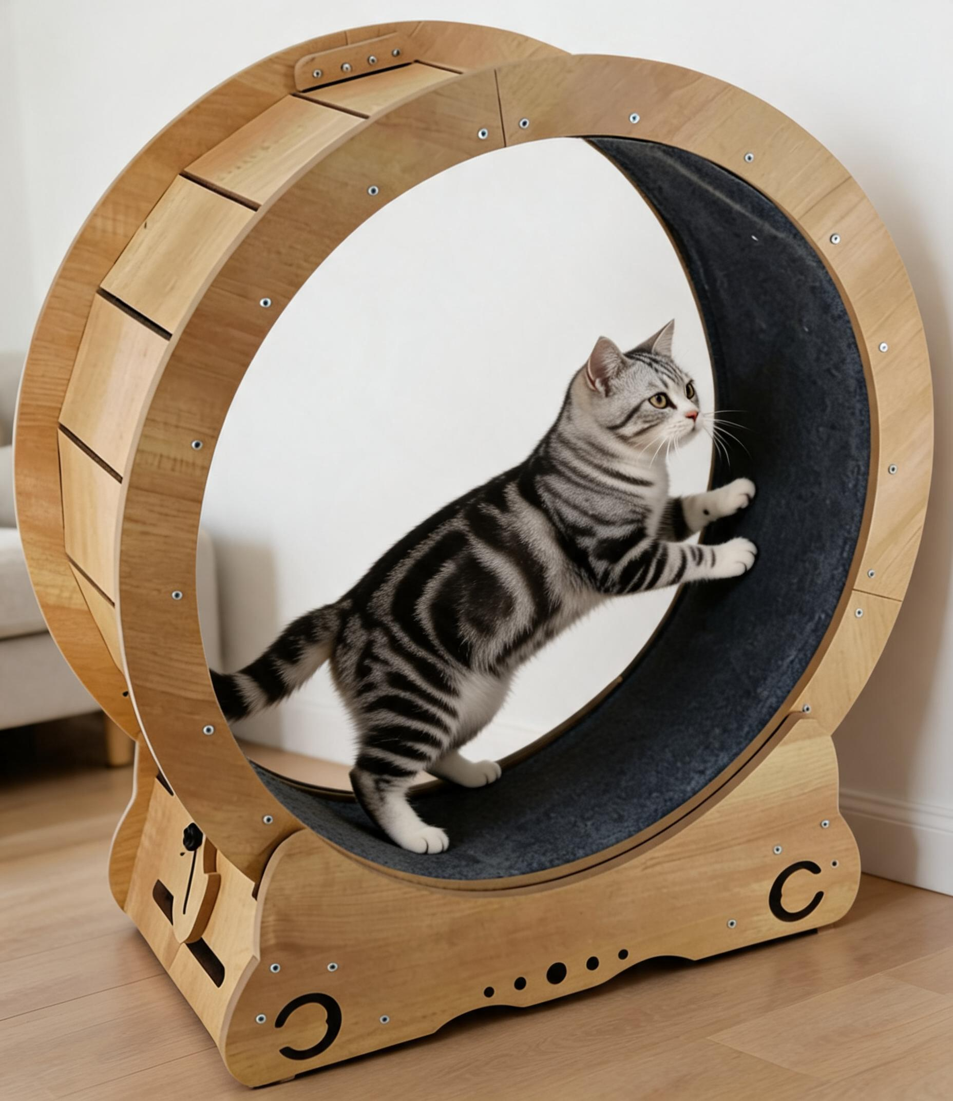 Relipet RL2634 Cat Exercise Wheel – Large 77cm Wooden Treadmill Running Wheel with Removable Carpet Mat