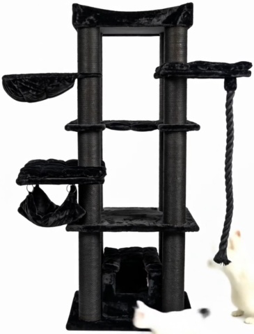 Relipet RL2525V1 Cat Activity Center In Black – Heavy Duty 197cm Cat Tree for Multiple Large Cats