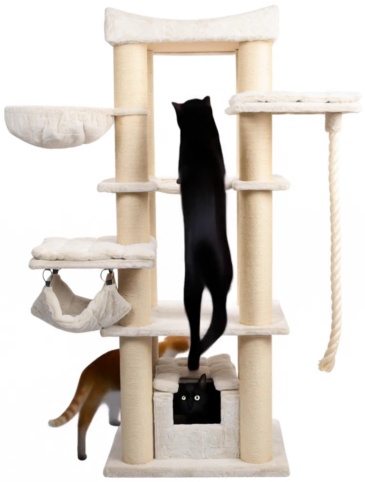 Relipet RL2525V2 197cm Large Rectangular Cat Tree in Beige – Heavy Duty Multi-Level Activity Center for Maine Coons & Multiple Cats