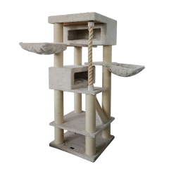 Relipet RL2524V3 Majestic Tower 200cm Multi-Level Cat Climber - Grey | Heavy Duty Multi-Level Activity Center for Maine Coons & Multiple Cats