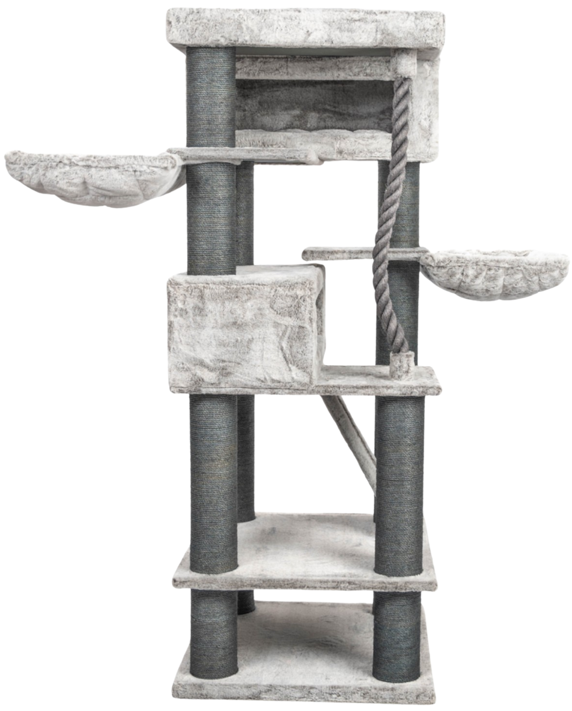 Relipet RL2524V3 Majestic Tower 200cm Multi-Level Cat Climber - Grey | Heavy Duty Multi-Level Activity Center for Maine Coons & Multiple Cats