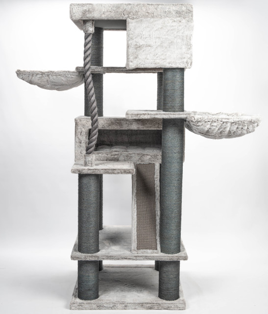 Relipet RL2524V3 Majestic Tower 200cm Multi-Level Cat Climber - Grey | Heavy Duty Multi-Level Activity Center for Maine Coons & Multiple Cats